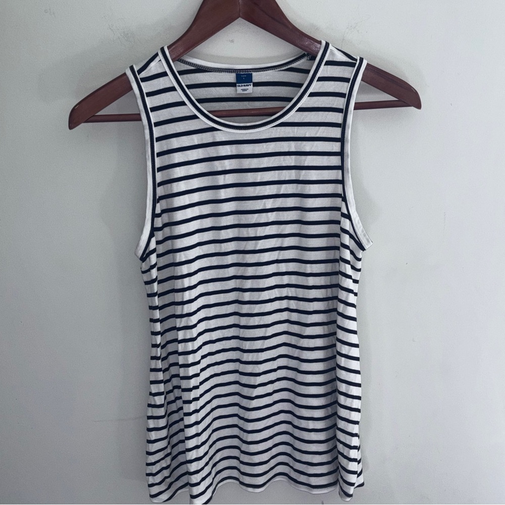 Old Navy Luxe Striped Tank Top Black and White Striped Size: Small